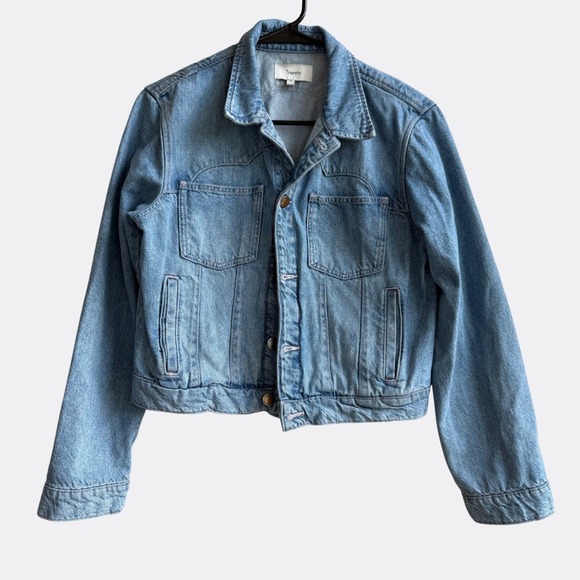 Triarchy Ms. Ciela Cloud Stitch Denim Trucker Jacket Women's S Organic Cotton - Picture 2 of 7